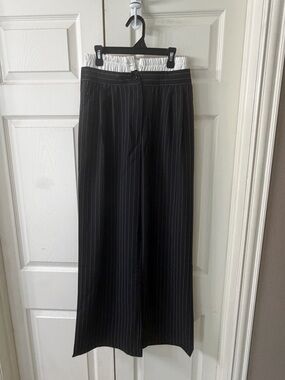 L.I.F.E Classic Black Pinstripe Wide-Leg Pants